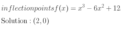 The inflection points of f(x)=x^3-6x^2+12x-8 are (2,0)